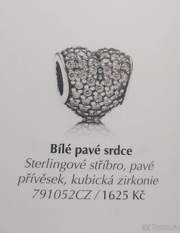 Stříbrný přívěsek originál Pandora Bílé pavé srdce - 5