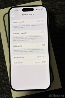Apple iPhone 15 128gb Green kondice baterie 87% s kabelem po - 5
