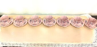 Růžový porcelán - retro, krásná čajová souprava - 5