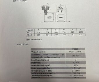 Nabízíme Pásová bruska bezhrotá ML 100, r. v. 2020 - 5