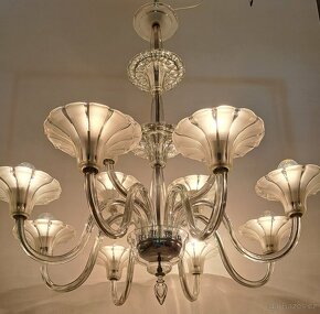 Starožitný velký celoskleněný Art deco lustr - 5