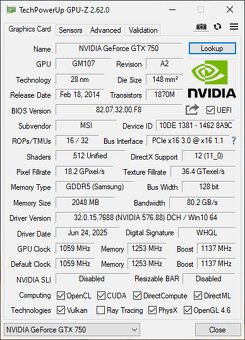 Grafická karta, MSI GeForce GTX 750 OC, 2GB GDDR5 - 5