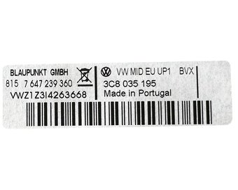 Rádio VW RCD510 3C8035195 VW Passat B6 r.v. 2010 - 5