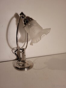 Art Deco niklovaná stará lampička, stolní lampa D.R.G.M. - 5