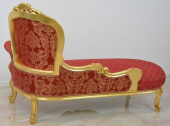 Zámecké řezbované sofa/lenoška - čalouněné - 5
