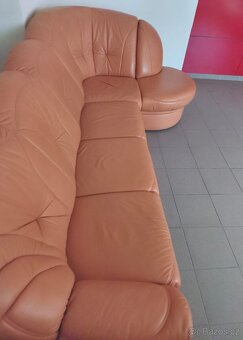 Kožená rohová sedací souprava - jak NOVÁ, TOP STAV - 5
