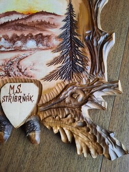 obraz myslivecký vyřezávaný, malovaný 65x45x2,5 cm - 5