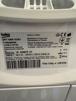 Prodám set pračky a sušičky Beko – plně funkční, včetně mezi - 5