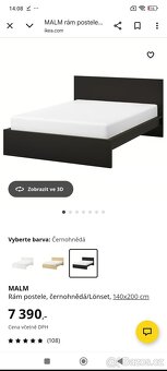 Prodám manželskou postel IKEA 140cm x 200cm - 5