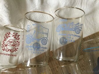 sklenice s obrazky 1973, sport, fotbal, histor. auta - 5
