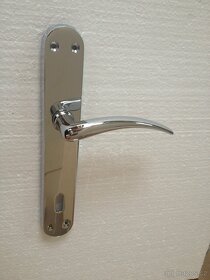 Dveřní klika / kování, stříbrná lesk, rozteč 90mm /23ks - 5