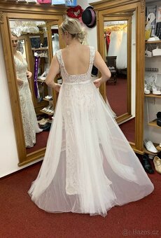 Svatební šaty bílo-šampaň - 5