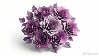 Papírová origami kytice růží - 5