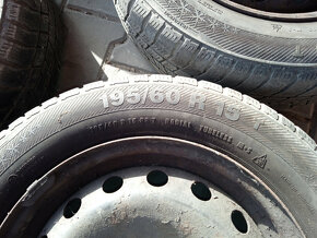 4x zimní jeté pneumatiky 195/60r15 s plech. disky (fiat punt - 5