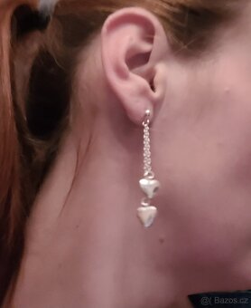 Nové dámské i dívčí stříbrné náušnice visací se srdíčky 925 - 5