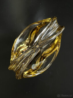 Košík 20 cm, citrínové, ambrové hutní sklo, M. Klinger - 5