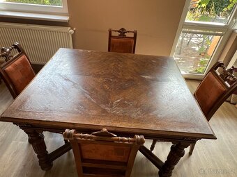 Starozitny secesni pribornik vc. stolu, zidli a komod - 5