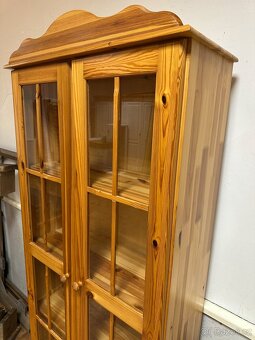 Masivní knihovna, vitrína, 100% dřevo, borovice - 5