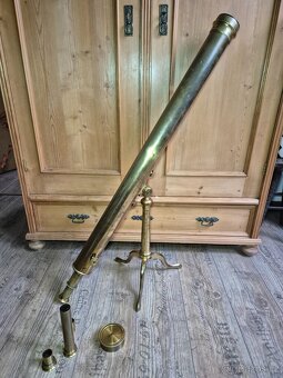 Velký starožitný mosazný dalekohled, 19.st.,Anglie - 5