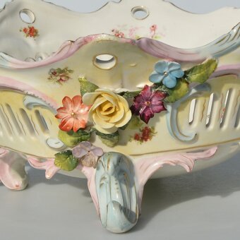 Starožitná porcelánová misa na 4 elegantných nožičkách - 5