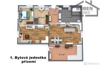 Dvougenerační RD (2 x 4+kk) užitná plocha  280 m2 , zahrada  - 5