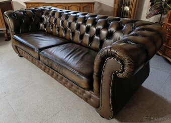 Kožená Chesterfield sedací souprava 3+2+1. TOP - 5