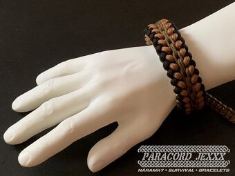 Paracord náramek (19 cm) black - brown - bronze - 5