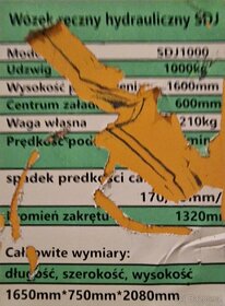 Ruční vysokozdvižný vozík jeden rok starý. - 5