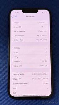 iPhone 16E 128GB Space Grey, krásný stav, pouze e-sim - 5