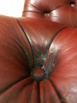 Křeslo a sedačka Chesterfield červená kožená - 5