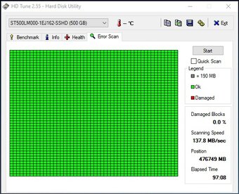 SSHD disk SeaGate 500GB 2,5" Sata 5400ot/m., 7mm - 5