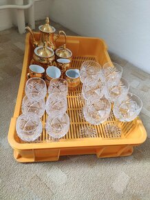 Broušené sklo, cibulák, čajový a polévkový servis - 5