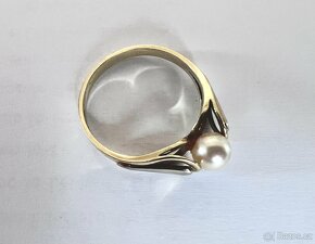 Zlatý dámský prsten s perlou– zlato 585/1000 (14 kt) 2,95 g - 5