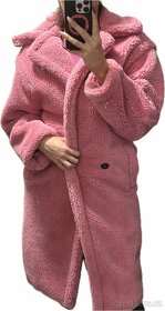 Plyšový růžový kabát vel. S - 5