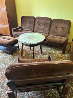 Retro dřevěná sedací souprava - 5