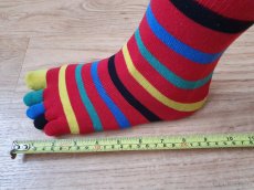 Dámské prstové proužkované barevné ponožky (dívčí) - 5
