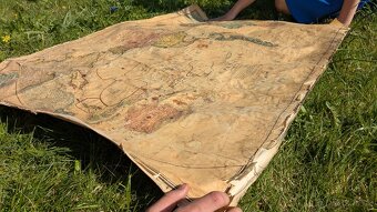 Mapa světa na plátně starožitná - 5