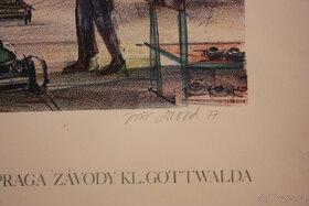 Čestné uznání reálný socialismus Gottwald grafika Drozd Jiří - 5
