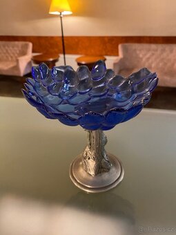 Starožitný Cínový A Skleněný Dekorativní Stůl Z Francie - 5