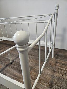 Kovová postel 90x200 bílá - 5