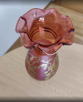 Retro váza BOHEMIA se zlac. oroplastikami - 5