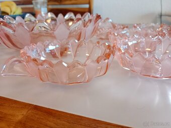 Art deco skleněná růžová souprava - 5