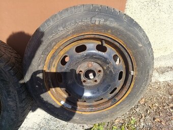 4ks plech 5x100 + pěkné m+s pneu 195/65 r15 - 5