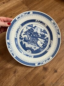 1900-1909 čínský modrobílý porcelán, talíř, retro antik - 5