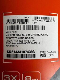 GIGABYTE GeForce RTX 3070 Ti GAMING OC 8G - 5