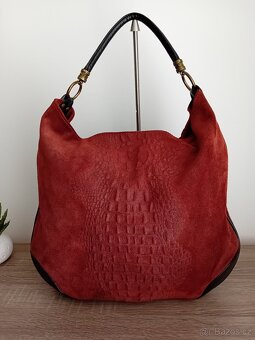 Genuine Leather Italy dámská velká hobo kabelka kožená - 5