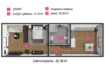 Pronájem byty 1+1, 35 m2 - Brno - Bystrc, ev.č. 00260 - 5