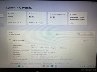 HP 14 (Ryzen 7 5700U, 16GB RAM, 500GB SSD, Vega 8, Win 11) - 5