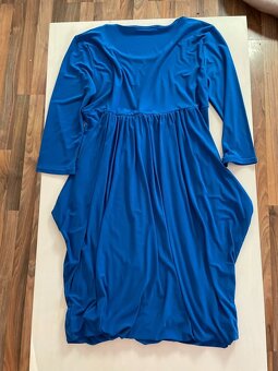 Nové modré šaty řasené v bocích, vel M, Nicole - 5