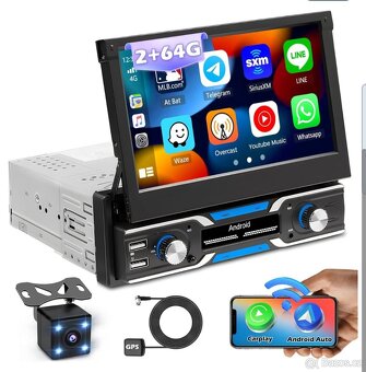 Autorádio s výsuvným displejem 7" Apple car, android auto , - 5